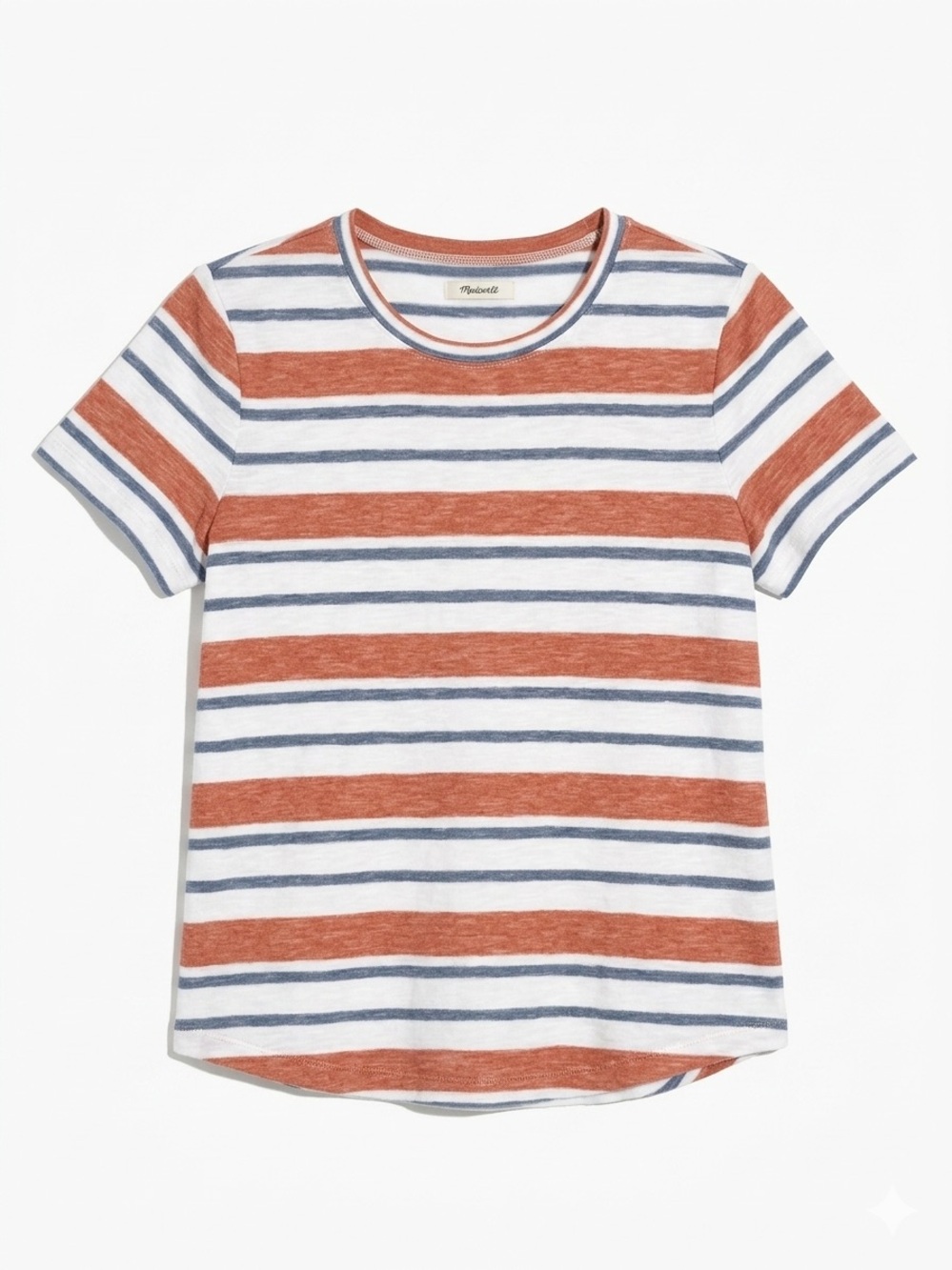 Madewell Cotton Perfect Crewneck Tee, Ivory - Blue - Rusty